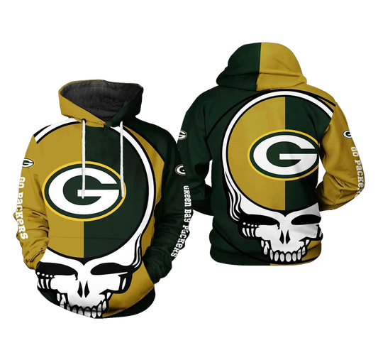 Green Bay Packers NFL Grateful Dead NFL 3D All Over Print Hoodie -Moonbestprint