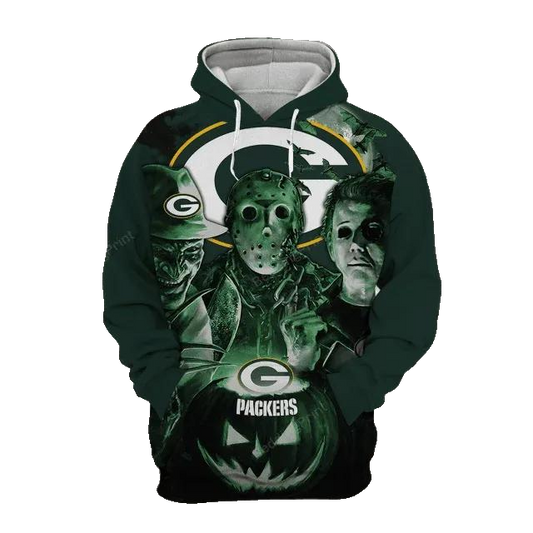 Green Bay Packers Halloween Horror NFL 3D All Over Print Hoodie -Moonbestprint
