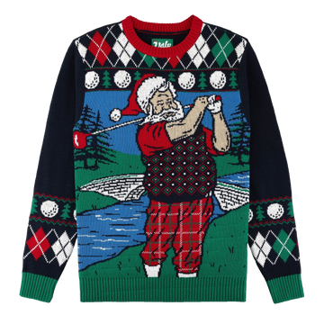 Golfing Santa Argyle Ugly Christmas Sweater – Moonbestprint