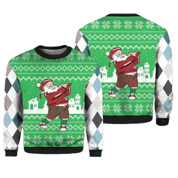 Golfer Santa Ugly Christmas Sweater - Moonbestprint