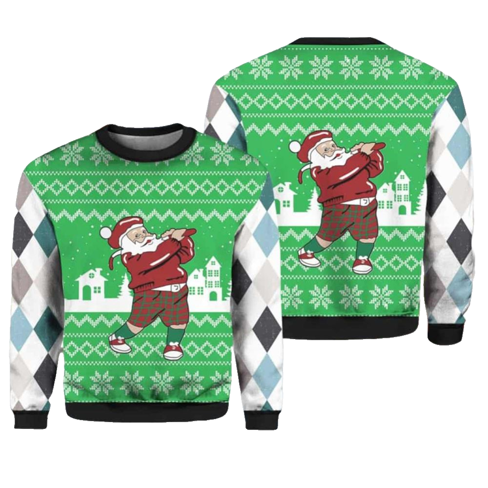 Golfer Santa Ugly Christmas Sweater - Moonbestprint