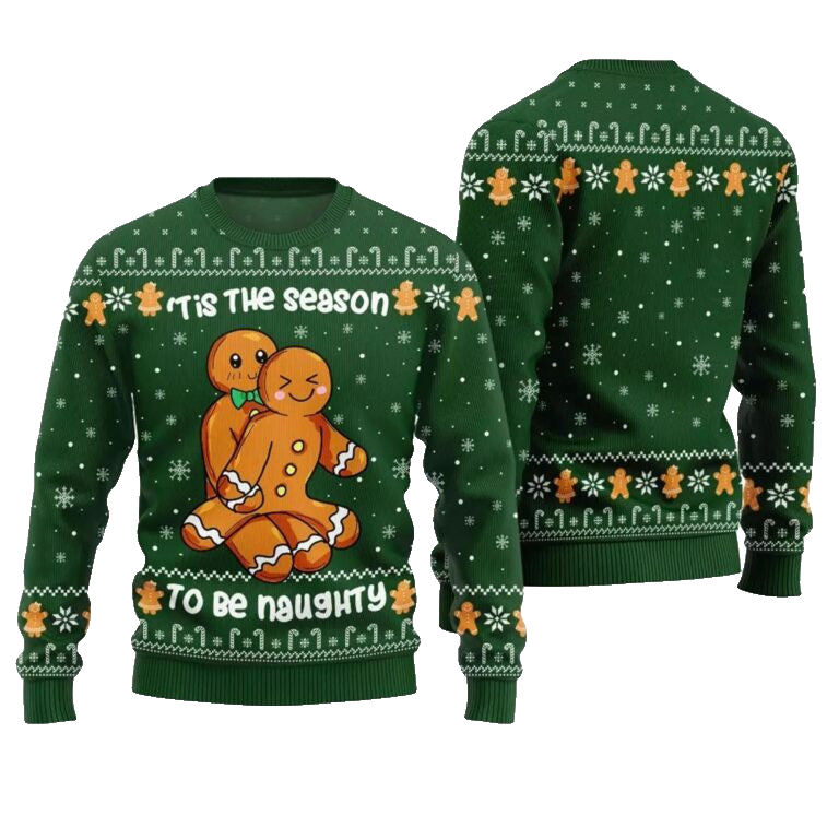 Gingerbread Tis The Season To Be Naughty Christmas Sweater – Moonbestprint