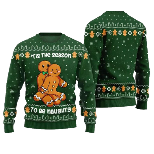 Gingerbread Tis The Season To Be Naughty Christmas Sweater – Moonbestprint