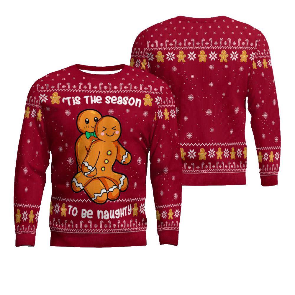 Gingerbread Tis The Season To Be Naughty Christmas Sweater Bungurdy – Moonbestprint