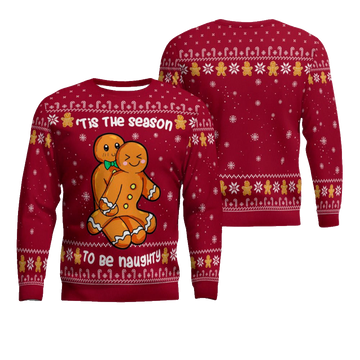 Gingerbread Tis The Season To Be Naughty Christmas Sweater Bungurdy – Moonbestprint