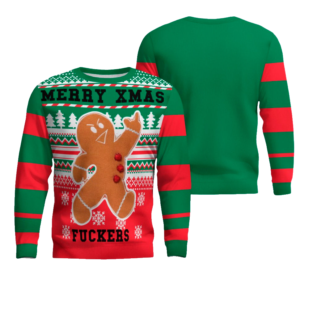 Gingerbread Merry Xmas Fuckers Ugly Christmas Sweater – Moonbestprint