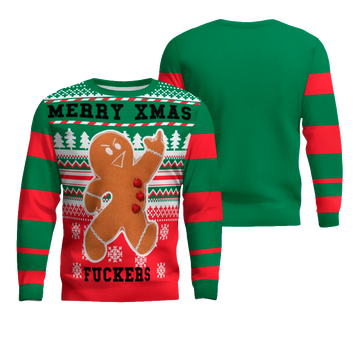 Gingerbread Merry Xmas Fuckers Ugly Christmas Sweater – Moonbestprint
