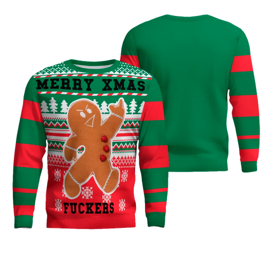 Gingerbread Merry Xmas Fuckers Ugly Christmas Sweater – Moonbestprint