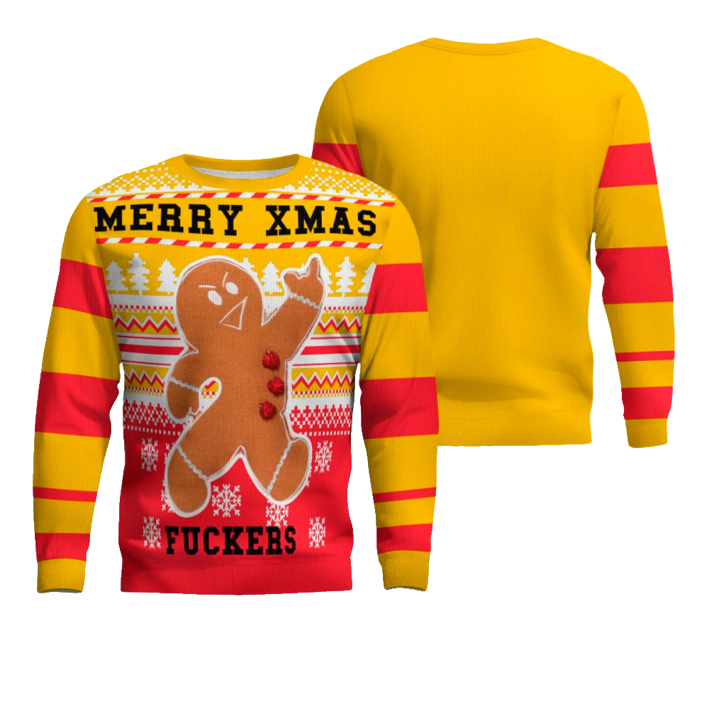 Gingerbread Merry Xmas Ugly Christmas Sweater Gold Metallic – Moonbestprint