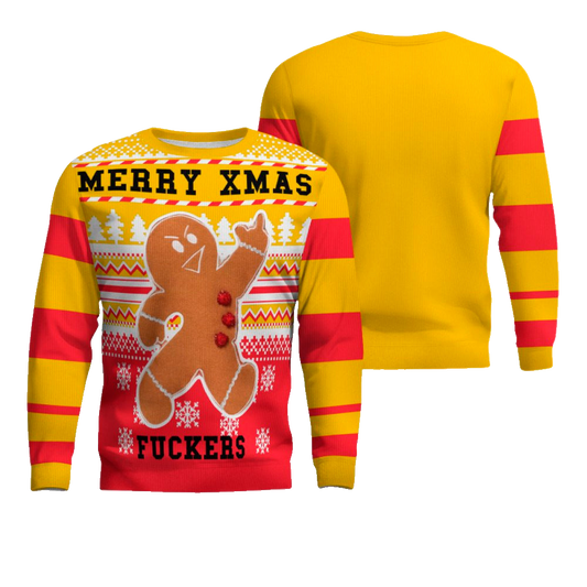 Gingerbread Merry Xmas Ugly Christmas Sweater Gold Metallic – Moonbestprint