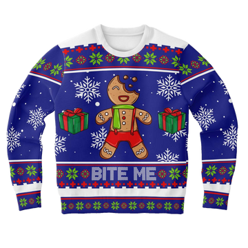 Gingerbread Bite me Ugly Christmas Sweater – Moonbestprint
