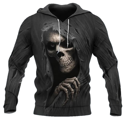 Ghost Smile Skull 3D All Over Print Hoodie -Moonbestprint