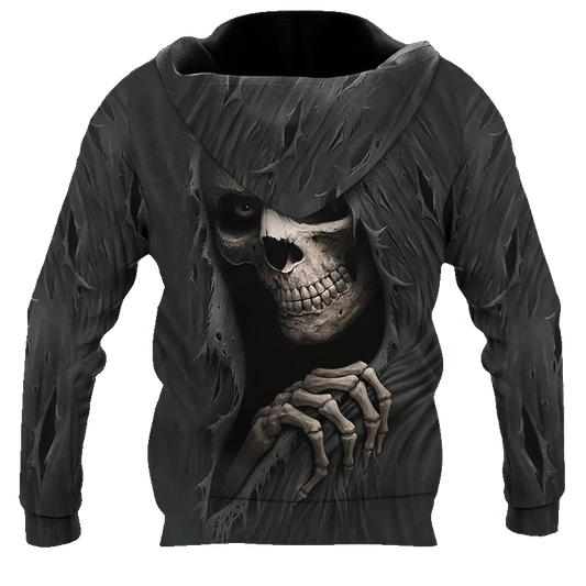 Ghost Smile Skull 3D All Over Print Hoodie -Moonbestprint