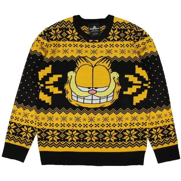 Garfield Cat Big Grin Fair Isle Black Ugly Christmas Sweater – Moonbestprint