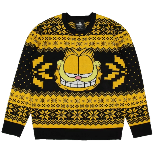 Garfield Cat Big Grin Fair Isle Black Ugly Christmas Sweater – Moonbestprint