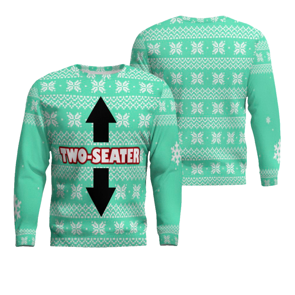 Funny Two-Seater Ugly Christmas Sweater Seafoam Green – Moonbestprint