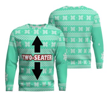 Funny Two-Seater Ugly Christmas Sweater Seafoam Green – Moonbestprint