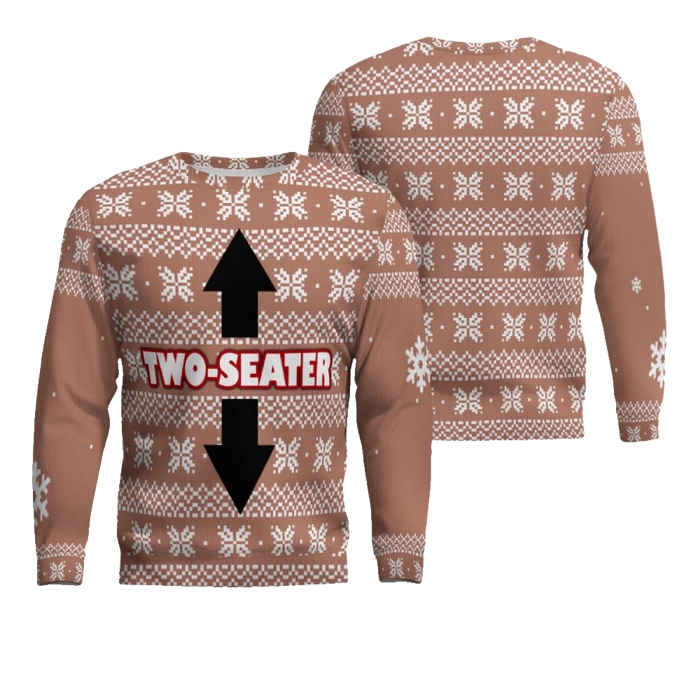 Funny Two-Seater Ugly Christmas Sweater Mocha Mousse – Moonbestprint