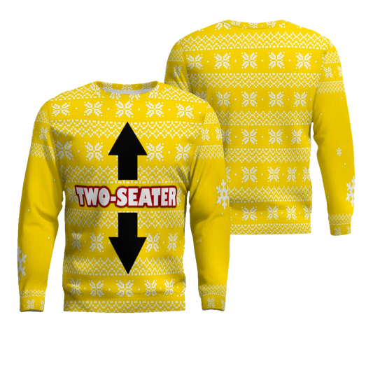 Funny Two-Seater Ugly Christmas Sweater Golden Yellow – Moonbestprint