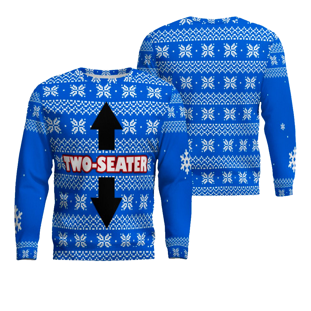 Funny Two-Seater Ugly Christmas Sweater Blue – Moonbestprint