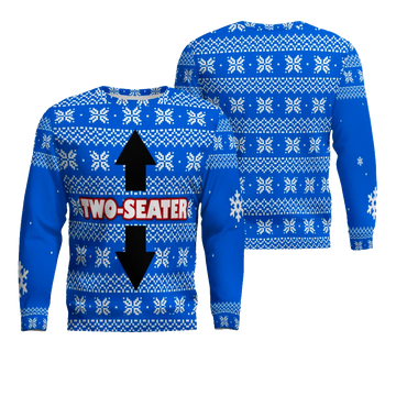Funny Two-Seater Ugly Christmas Sweater Blue – Moonbestprint