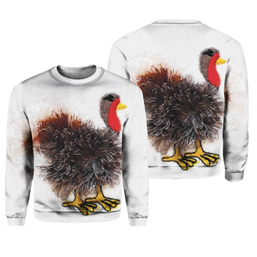 Funny Turkey Art Print Knit Pullover Sweater - Moonbestprint