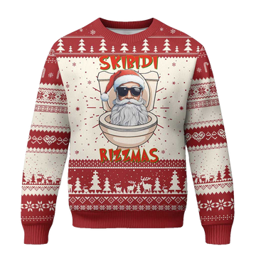 Funny Skibidi Rizzmas Santa Toilet Meme Ugly Christmas Sweater – Moonbestprint
