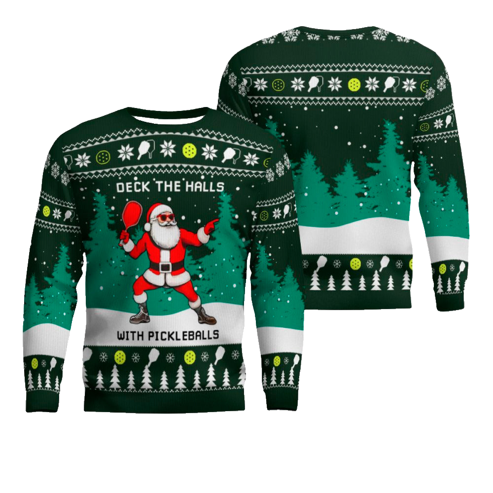 Funny Deck The Hall Pickleball Santa Ugly Christmas Sweater – Moonbestprint