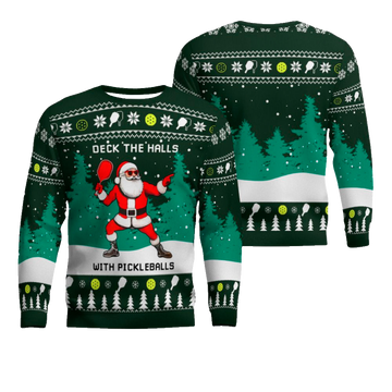 Funny Deck The Hall Pickleball Santa Ugly Christmas Sweater – Moonbestprint