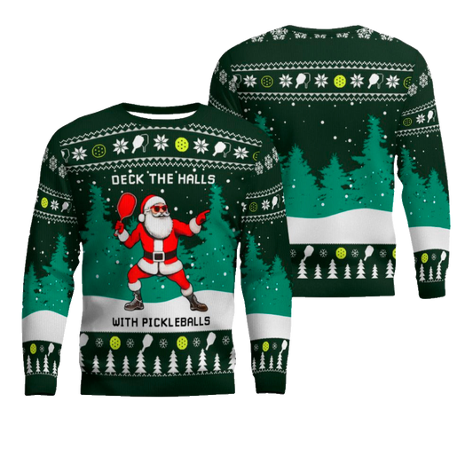 Funny Deck The Hall Pickleball Santa Ugly Christmas Sweater – Moonbestprint