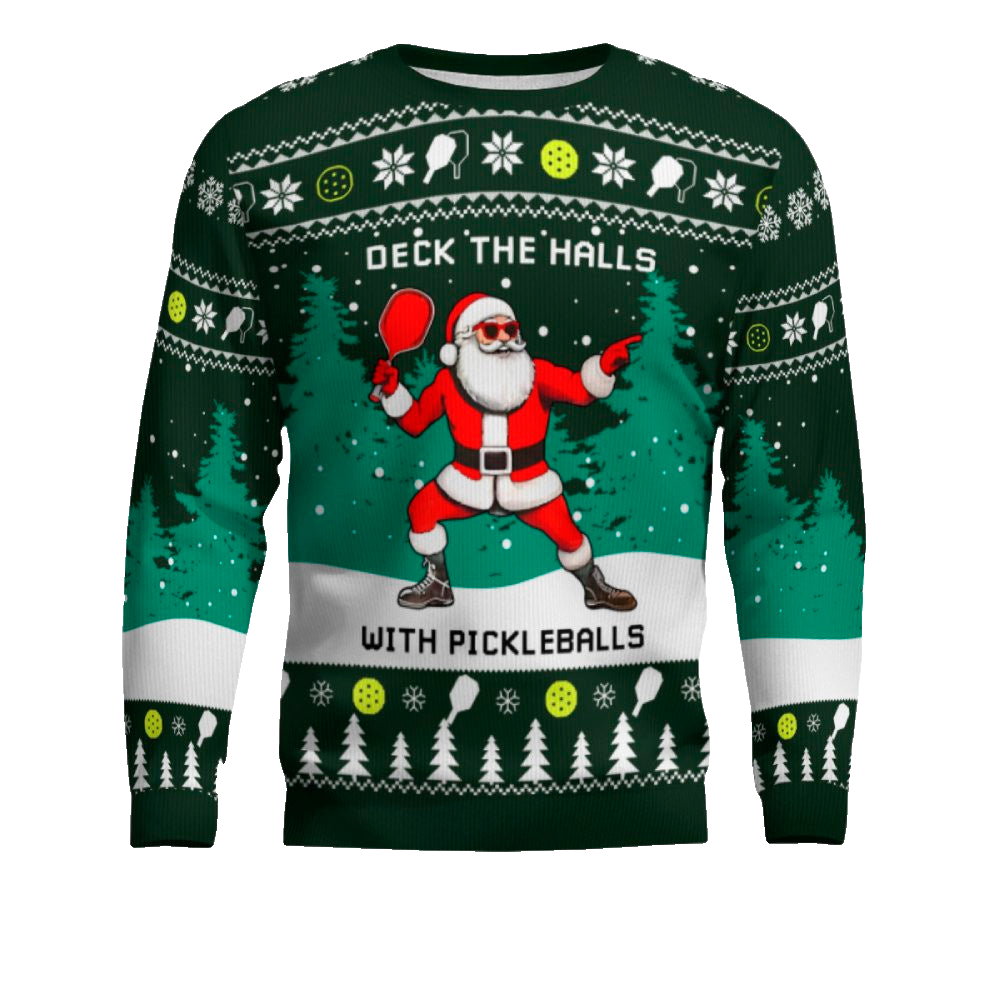 Funny Deck The Hall Pickleball Santa Ugly Christmas Sweater – Moonbestprint