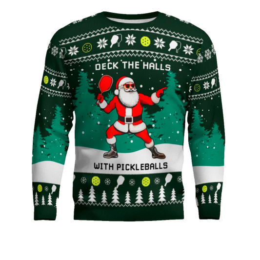 Funny Deck The Hall Pickleball Santa Ugly Christmas Sweater – Moonbestprint