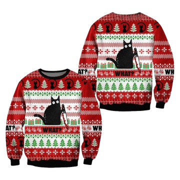 Funny Black Cat Christmas Gift For Lovers Creep Christmas Murder Cat Sweater New Year Eve Holiday Sweater Ugly Christmas Sweater – Moonbestprint