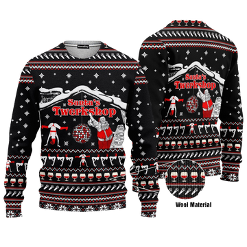 Fun Holiday Santa's Twerkshop Ugly Christmas Sweater – Moonbestprint