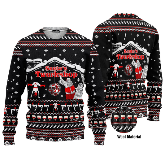 Fun Holiday Santa's Twerkshop Ugly Christmas Sweater – Moonbestprint