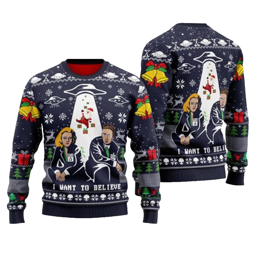 Fox Mulder Dana Scully The X Files I Want To Believe Ugly Christmas Sweater – Moonbestprint
