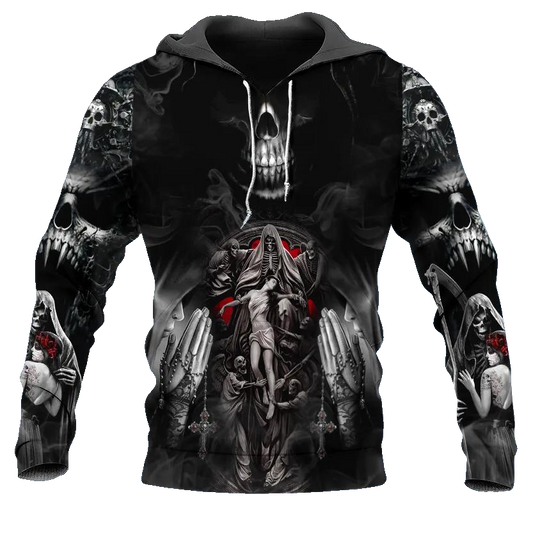 Forbidden Love Gothic Beauty The Death Angel Skull 3D All Over Print Hoodie -Moonbestprint