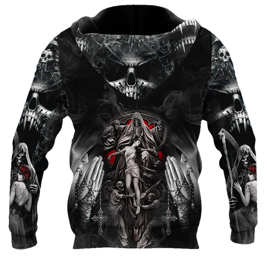 Forbidden Love Gothic Beauty The Death Angel Skull 3D All Over Print Hoodie -Moonbestprint