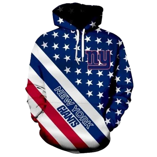 Football Fans American Flag New York Giants NFL 3D All Over Print Hoodie -Moonbestprint