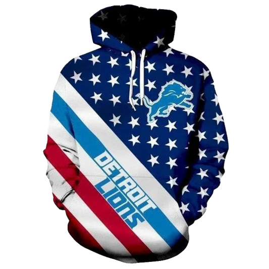 Football Fans American Flag Anniversary Detroit Lions NFL 3D All Over Print Hoodie -Moonbestprint