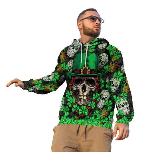 Fluky Saint Patrick's Day Skull 3D All Over Print Hoodie -Moonbestprint