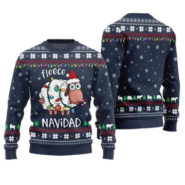 Fleece Navidad Ugly Christmas Sweater - Moonbestprint
