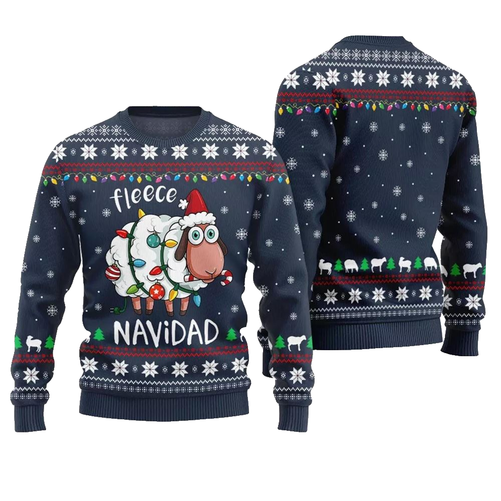 Fleece Navidad Ugly Christmas Sweater - Moonbestprint