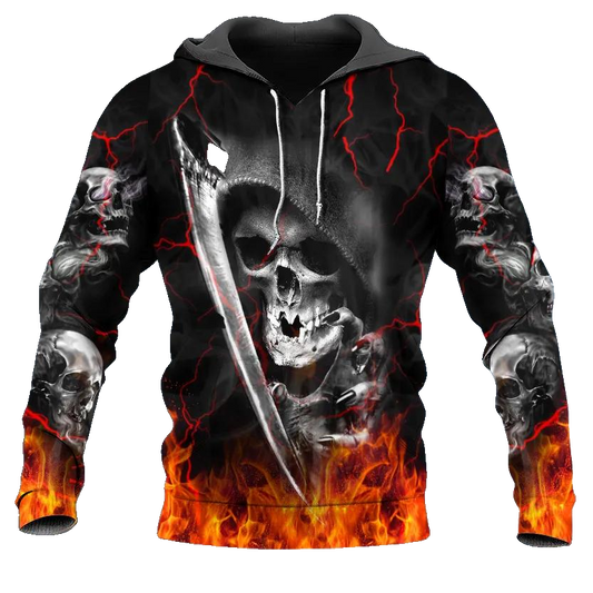 Flee From Death Skull 3D All Over Print Hoodie -Moonbestprint