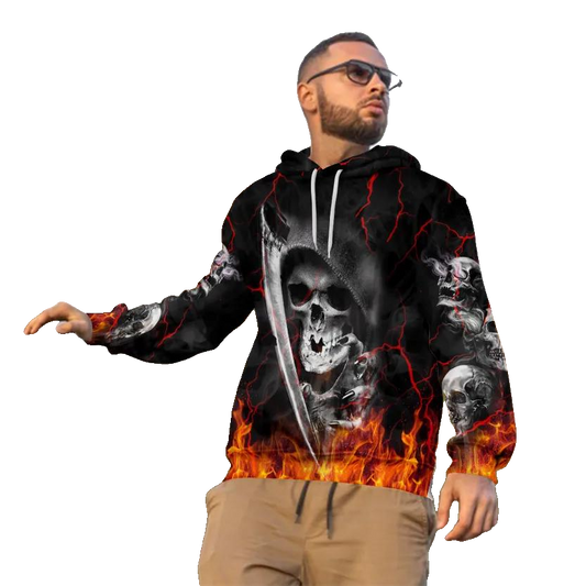 Flee From Death Skull 3D All Over Print Hoodie -Moonbestprint