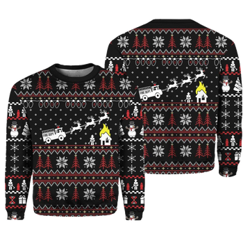 Firefighter FIRE DEPT Ugly Christmas Sweater - Moonbestprint
