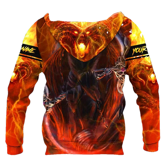 Fire Ghost Skull Custom 3D All Over Print Hoodie -Moonbestprint