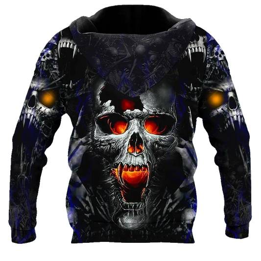 Fire Eyes Vampire Skull 3D All Over Print Hoodie -Moonbestprint