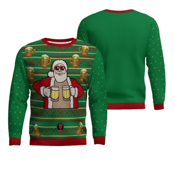 Fill Me Up Santa Beverage Dispenser Ugly Chirstmas Sweater Green – Moonbestprint