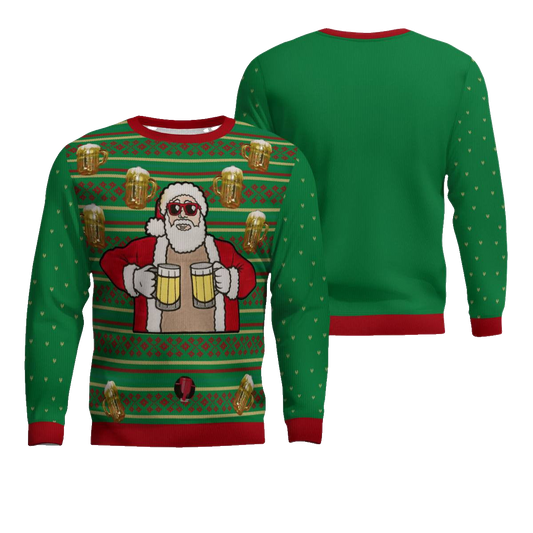 Fill Me Up Santa Beverage Dispenser Ugly Chirstmas Sweater Green – Moonbestprint